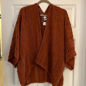Sonoma Burnt Orange cardigan sweater Shrug with Textured Knit and Open Front